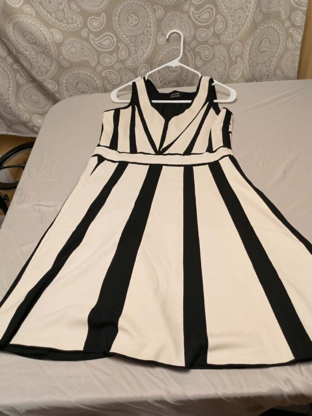 Isabel de Pedro Spain Black & White Striped A-Line Dress Womens 10